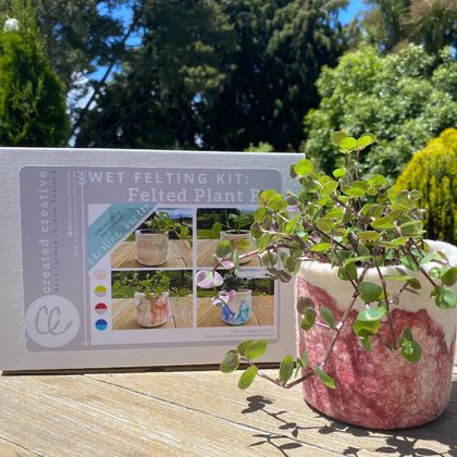 Plant Pot Felting Kit - Raspberry/pink/slate grey